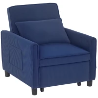 HOMCOM Schlafsessel, verstellbar, 3 Positionen, Cordbezug, bis 120 kg, Blau(m-10)