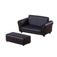 HOMCOM Kindersessel mit Fußhocker, Kindercouch mit Hocker, Kindersofa, Sofa Sessel, Schwarz, 83 x 42 x 41 cm
