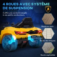 AIYAPLAY Voiture électrique 12V sous licence Lamborghini Revue véhicule électrique télécommande vitesse 3-5 km/h 3-5 ans jaune(m-6)