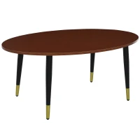HOMCOM Table Basse Table d'appoint Ovale multifonctionnelle dim. 100 x 60 x 42 cm Aspect Teck foncé(m-1)