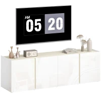 HOMCOM TV-kast voor 65-inch televisie, televisiekast met soft-close deuren, aanpasbare planken, kabeldoorvoeren, voor woonkamer, Wit(m-10)