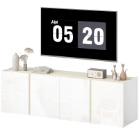 HOMCOM TV-kast voor 65-inch televisie, televisiekast met soft-close deuren, aanpasbare planken, kabeldoorvoeren, voor woonkamer, Wit(m-1)