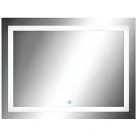 HOMCOM Badspiegel mit Beleuchtung 80x60 cm LED Spiegel Wandspiegel Wasserdicht Lichtspiegel für Badezimmer Silber(m-1)