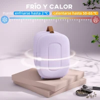HOMCOM Nevera Pequeña Extrasilenciosa 4L 9V/240V para Enfriar y Calentar Mini Frigorífico 20,3x26,3x28 cm Violeta(m-4)