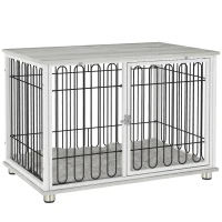 PawHut Cage pour chien caisse pour chien avec coussin pieds réglables pour chiens moyens jusqu'à 20 kg 90 x 58 x 62,5 cm gris(m-11)
