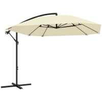 Outsunny Ombrellone a Sbalzo con Copertura Regolabile e Base a Croce, in Metallo e Poliestere, 260x304x245 cm, Crema