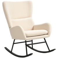 HOMCOM Fotoliu cu balansoar, fotoliu cu șezut de 10 cm grosime, picioare din oțel curbate, bej și negru(m-1)