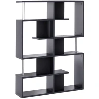 HOMCOM Bibliothèque étagère de rangement Design Zig zag dim. 120L x 29l x 160H cm en bois et  métal - Noir(m-1)