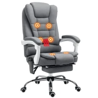 Vinsetto Scaun de birou cu funcție de masaj și încălzire, spătar înclinabil, rotativ și reglabil în înălțime, până la 120 kg, Gri(m-1)