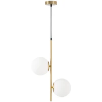 HOMCOM Lampă Suspendată cu 2 Abajururi din Sticlă și Cablu Reglabil, Lampă Modernă din Metal, 32x15x51 cm, Auriu(m-11)