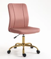 Vinsetto Chaise de bureau design contemporain fauteuil pivotant 360° ergonomique dossier incurvé hauteur réglable revêtement velours 56 x 60 x 102 cm rose et doré(m-1)