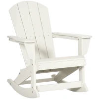 Outsunny Silla Mecedora de Jardín Estilo Adirondack de HDPE para Balcón Terraza Patio Carga 120 kg 73,5x93x91,5cm Blanco(m-10)