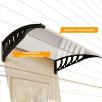 Outsunny Vordach für Haustür/Fenster, wetterfest, transparent, Aluminium/Polycarbonat, 103x96,5x27cm, Schwarz(m-8)