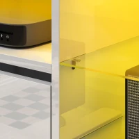 HOMCOM TV Stand Cabinet with LED Lights - High Gloss White(m-9)