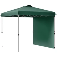 Outsunny Tenda Dobrável 2,5x2,5 m Tenda de Jardim com 1 Parede Lateral Altura Ajustável para Campismo Festas Verde(m-10)