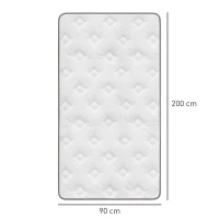 HOMCOM Materac 90x200 cm, wysokość 25,8 cm, 7-strefowy, ergonomiczny, z zdejmowanym, nadającym się do prania pokrowcem(m-3)