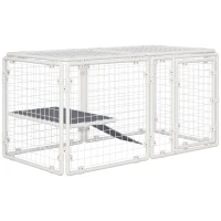 Pawhut Valla Metálica para Mascotas Parque para Conejos Conejera con 9 Paneles Puerta con Pestillo y Escalera para Cobayas Gatos Cachorros Diseño DIY 68x68x2,5 cm Blanco(m-10)