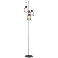 HOMCOM Lampadaire style industriel 40 W max. 3 abat-jours en métal filaire luminosité réglable - ampoule E27 - noir
