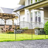 Outsunny Gard de grădină din metal gard decorativ set de 6 pentru legume margine de aleie 460 x 97 cm negru(m-2)