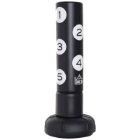 HOMCOM Freistehender Standboxsack mit Ständer und Kunststoff-Pad, 176 cm, Geeignet für Profis und Anfänger, Schwarz(m-1)