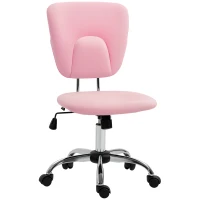 Vinsetto Cadeira de Escritório Giratória de Couro PU com Altura Ajustável e Função Basculante 50x54x87,5-96,5 cm Rosa(m-10)