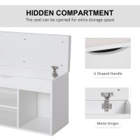 HOMCOM Wooden Shoes Cabinet Bench Hidden Storage Padded Seat Organiser Footwear Rack Hallway White 80 x 30 x 47 cm(m-4)