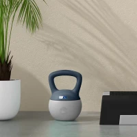 Kettlebell 6kg - Collaboration Aosom.fr x FFHandball - haltère avec poignée antidérapante, gris et bleu(m-7)