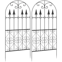 Outsunny Juego de 2 Enrejados de Jardín Soportes para Enredaderas de Acero para Plantas Trepadoras en Patio 55x128 cm Negro(m-10)