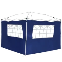 Outsunny 2 Paredes Parte Laterales para Carpa 3x2 Lado Parasol de Gazebo Tela Oxford con 2 Ventanas Medidas Apto para 3x3 3x6 Azul(m-10)