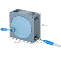 Outsunny Schlauchtrommel 10,2 m Schlauchaufroller Automatik schwenkbar Druckluft Garten Druckluftschlauch Kunststoff Grau(m-3)