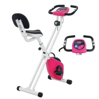 Vélo d'appartement pliable - Collaboration Aosom.fr x FFHandball - 8 niveaux de résistance, dossier selle réglable, rose(m-10)