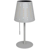 Outsunny Solar Tischleuchte, dimmbar, wetterfest, für Indoor & Outdoor, Metallständer, Ø14 x 30 cm, Grau(m-10)