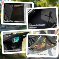 PawHut Cărucior pentru câini pliabil cu coș de depozitare, pernă lavabilă, roți din cauciuc și copertină reglabilă, gri(m-3)