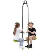 Outsunny Balansoar accesoriu față în față pentru copii din oțel și plastic pentru balansoar, 3-6 ani 97,5 x 23 x 170 cm verde(m-1)