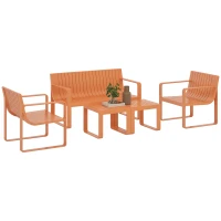 Outsunny Set de Mobilier de Grădină din 5 Piese cu Canapea, 2 Scaune și 2 Mese, 122x60,5x70 cm, Portocaliu(m-1)