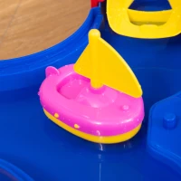 HOMCOM Kinder Wasserstraße Wasserbahnset Spielzeug Wasserspiel 53-teiliges Spielset Lernspielzeug für 3-6 Jahre Garten Outdoor Wassertisch Kinder Wasserspielspaß Kunststoff Blau+Rot 123 x 90 x 7 cm(m-8)