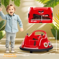 AIYAPLAY Angry Bird Licensed Waltzer Car, 12V Kids Bumper Car w/ Joysticks, Remote, Music LED Lights, Red(m-3)