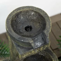 Outsunny Fântână de grădină ornament zen debit reglabil pompă submersibilă inclusă dim. 25L x 24l x 60H cm rășină negru(m-4)