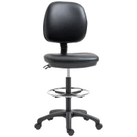 Vinsetto Tabouret à roulettes réglable en hauteur 69-91 cm avec dossier inclinable et repose-pieds réglable(m-1)