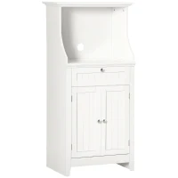 HOMCOM Meuble armoire micro-ondes pour cuisine avec 1 tiroir, 2 Portes 60 x 40 x 122,5 cm - MDF - Blanc(m-1)