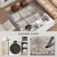 HOMCOM Vintage Area Rug, Non-Slip Washable Rug, Flannel Floor Carpet for Living Room, Bedroom, Dining Room, Home Office, 230 x 160 cm, Beige(m-5)