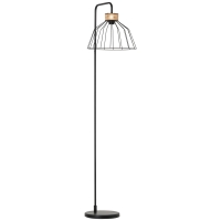 HOMCOM Lampadaire lampe à pied design élégant en métal avec décoration en rotin idéal pour maison bureau restaurant et café 44 x 34 x 154 cm noir