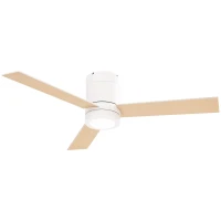 HOMCOM Deckenventilator mit LED-Licht, 2-in-1 Design, mit Timer, Fernbedienung, Deckenlampe mit Ventilator, Weiß+Naturholz(m-10)