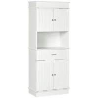 HOMCOM Buffet de Cuisine Armoire de Cuisine contemporaine Multi-Rangement 4 Portes tiroir Coulissant et Grand Plateau dim. 74L x 39l x 183H cm Bois Blanc(m-11)