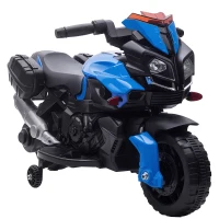 HOMCOM Moto Elettrica per Bambini 18-48 Mesi con Fari e Clacson, in PP e Metallo, 88.5x42.5x49 cm, Blu(m-1)