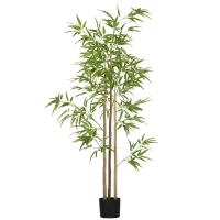 HOMCOM Plantă artificială Bambus arbore artificial înălțime 180 cm cu ghiveci, decor interior, foarte realist(m-1)