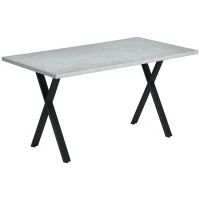 HOMCOM Esstisch, Küchentisch, Tischplatte in Steinoptik, Stahlbeine, 140 x 80 x 76 cm(m-1)