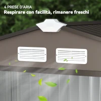 Outsunny Casetta da Giardino in Metallo con Prese d'Aria e Doppia Porta Scorrevole, 2.1x1.3m, Marrone(m-8)