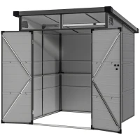Outsunny Șopron pentru Grădină din Plastic cu Ferestre și Orificii de Ventilație, 190x191x215 cm, Gri Deschis(m-10)