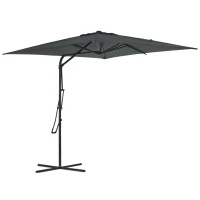 Outsunny Umbrelă de soare pătrată de exterior 2,5 x 2,5 m, umbrelă de grădină protecție UV bază cruciformă inclusă gri închis(m-6)